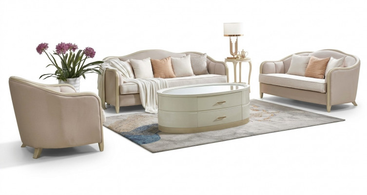 Klassesch Sofa-Garnitur Couch Polster Miwwelen Designer Sofa Couchen