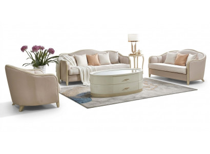 Klassesch Sofa-Garnitur Couch Polster Miwwelen Designer Sofa Couchen