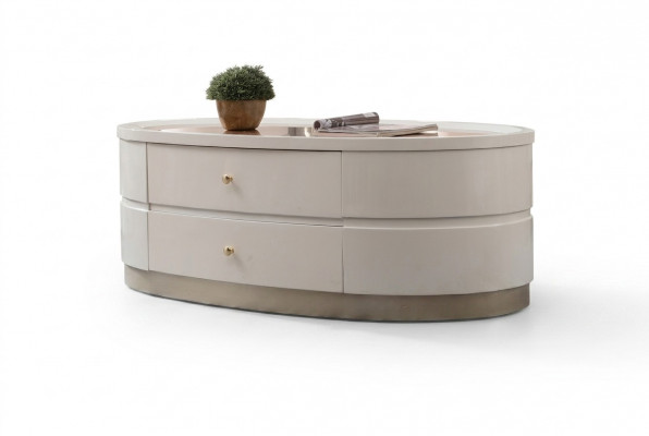 Kaffisdësch Niewendëscher Wunnzëmmer Holz Couchtisch Design Wäiss
