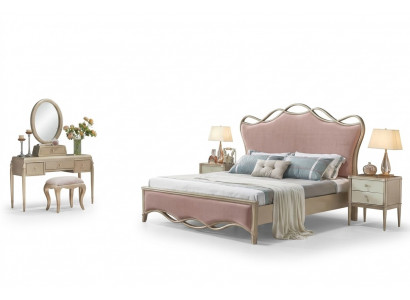 Design-Schlofzëmmer-Bett Luxusbetter Lieder Rosa Duebel Gepolstert Miwwelen Textil Neijoer.