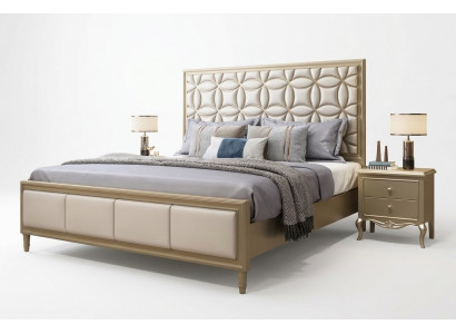 Bett Betten Duebelbett Schlofkummer Konschtléder Gestofféiert Beige Duebelbetter Neit
