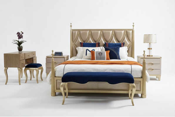 Design-Schlofkummer-Bett Luxus-Doppelbetter Holz Modern Polster Miwwelen 180x200cm
