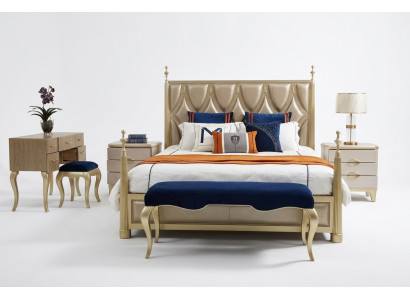 Design-Schlofkummer-Bett Luxus-Doppelbetter Holz Modern Polster Miwwelen 180x200cm