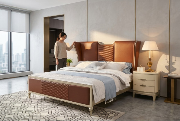 Luxus Bett Braun Better Bettgestell Duebel Modern Duebelbett Schlofzëmmer Nei