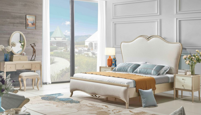 Bett Këssen Design Luxus Duebel Better Wäiss 180x200cm Schlofkummer Miwwelen Nei