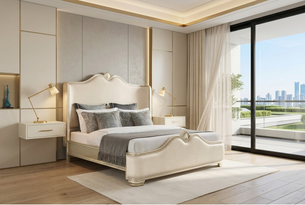 Bett 2x Nuetsdëscher 3 Deeler Schlofzëmmer Béisch Designer Luxus Miwwelen Better Holz