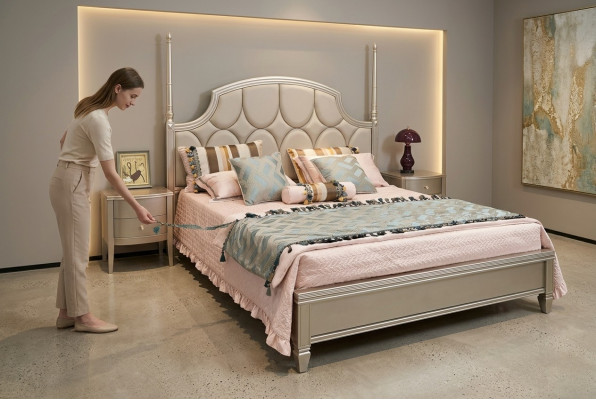 Duebelbett Bett Luxus Better Holz Bettgesteller Bettkader Beige Design