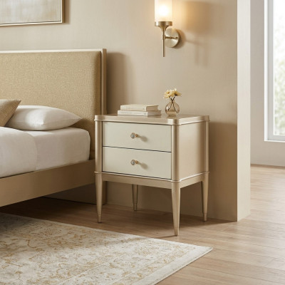 Nuetsdësch Niewendësch Dësch Holz Dëscher Miwwelen Nuetsdëscher Beige Schlofzëmmer