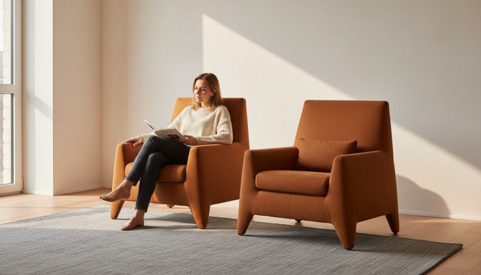 Sesselleffer Modernen Design Wunnzëmmer Gepolstert Einsëtzeger Textil Braun Stil Luxus