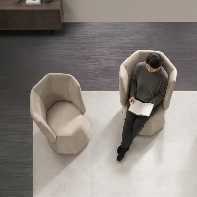 Design Sesselle Luxus Einsëtzer Modern Lehn Stoff 1 Sëtz Miwwelen Einsëtzer Prianera