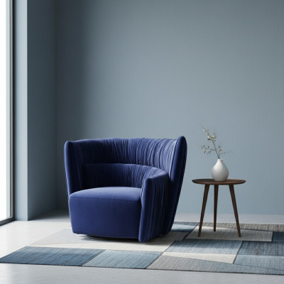 Sëtzeng Eenstëtz Italieneschen Stil Polster Holz Textil Prianera Luxus Blo