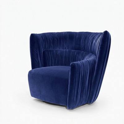 Sëtzeng Eenstëtz Italieneschen Stil Polster Holz Textil Prianera Luxus Blo