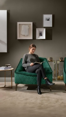 fauteuil eenzersëtz Luxus 1-Sëtzer Polstersëtz Designer Textil Sëtz Stoff Modern