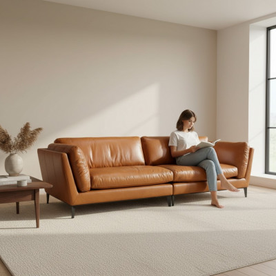 Sofa 3 Sëtzer Braun Luxus Design Miwwelen Wunnzëmmer Miwwelen Lieder Prianera Stil Neien