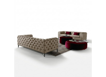 Luxuriéis 3+3 Sëtz Sofa Garnitur a beige vun Chesterfield
