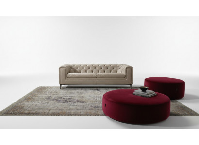 Sofa 3 Sëtz Wunnzëmmer Chesterfield Miwwelen Design Luxus Italieneschen Stil Beige