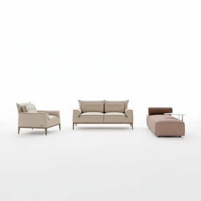 Sofaset Prianera Design Sofa Fauteuil Këssen Couchen 3tlg. Set Chaiselongue
