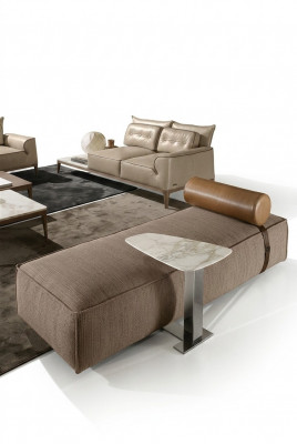 Luxus Chaiselongue Stoff Wunnzëmmer Design Canapé Braun Miwwelen Couchen Prianera