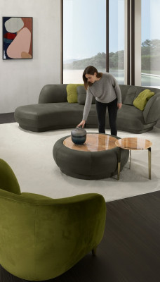 Textil Sofa 3 Sëtzer Polster Lieder Modern Relax Sëtz Luxus Miwwelen Ecksofa Ronn