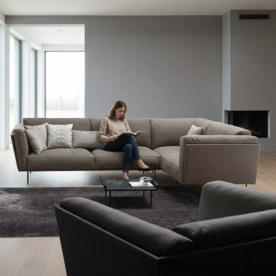 Stoff Eckcouch L-Form Couch Design Polster Textil Luxus Couchen