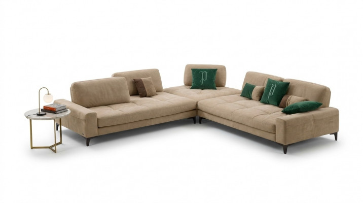 Lieder L-Form Luxus Canapéen Canapéen Eck Ecksofa Couch Italienesch Miwwelen
