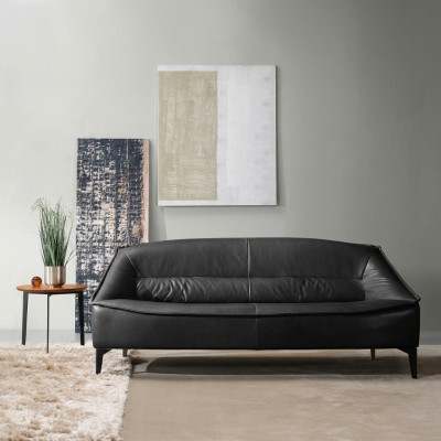 Dräisëtzer Luxus Sofa 3 Sëtzer Sofaen Sëtz Lieder Design Canapé Miwwelen Stil Schwaarz