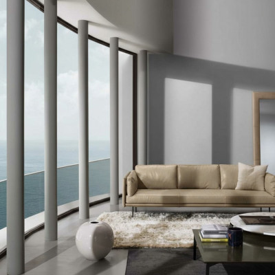 Luxus dräisëtzege Prianera Canapé Relax Polster Miwwelen Beige Canapéen Sofas Lieder.