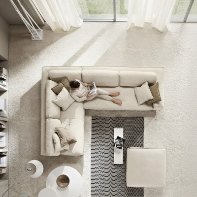 Wunnzëmmer Ecksofa L-Form Modern Wäiss Design Sofas Nei