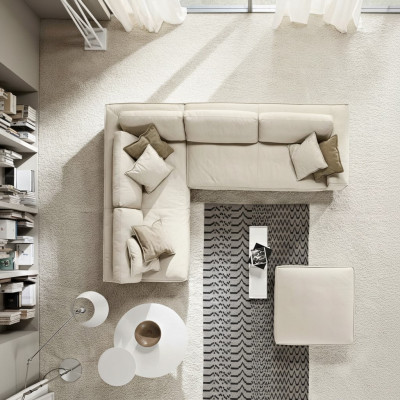 Wunnzëmmer Ecksofa L-Form Modern Wäiss Design Sofas Nei