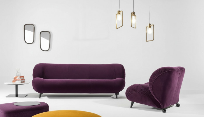 Grupp Set Sofa Garnitur 3+1 Setzer 2tlg. Miwwelen Sofas Still Luxus Sëtz Violett Nei