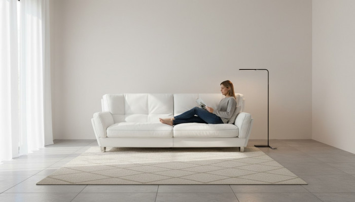 Luxus Sofa 3 Sëtz Couch Holz Miwwelen Drësëtzer Prianera Sofas Wäiss Couchen Lieder