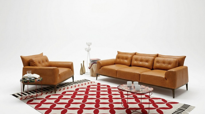Setzgrupp Sofa-Sets Sofagarnitur 3+1 Sëtzer Braun Wunnzëmmer Polsterung