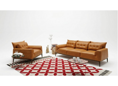 Setzgrupp Sofa-Sets Sofagarnitur 3+1 Sëtzer Braun Wunnzëmmer Polsterung