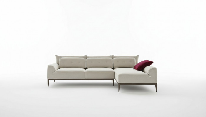 Ecksofa Moderne Design a Grau Sofas Stoff L-Form Couch Wunnzëmmer Sofa PRIANERA