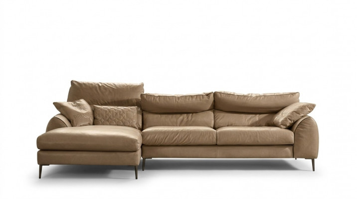 Ecksofa L-Form Wunnzëmmer Sofa Couch Polster Eck Garnitur Beige Lieder Sofas Nei