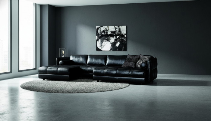 Modern Canapé Luxus Ecksofa Polstermöbel Wunnzëmmer L-Form Design Schwaarz Lieder