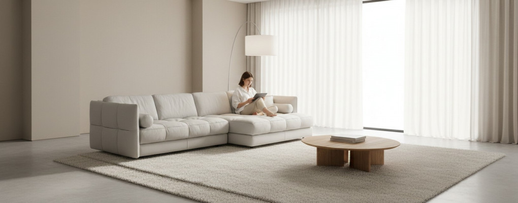 Wunnlandschaft Ecksofa L-Form Miwwelen Luxus Wäiss Modern Sofa