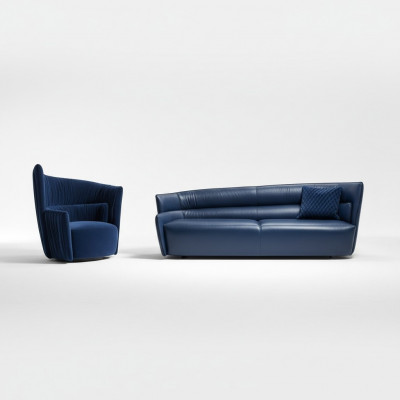 Luxus Canapé-Set Sofa Garnitur Sofas 3+1 Sëtz Fauteuil PRIANERA Sëtzgruppe