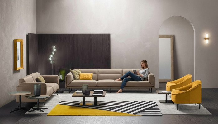 Komplett Couch Garnitur Sofa Garnitur Béich Sofa 4+3 Sëtz Grupp Lieder