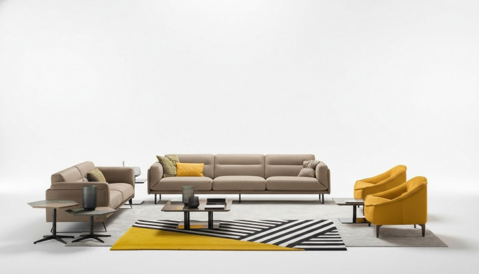 Komplett Couch Garnitur Sofa Garnitur Béich Sofa 4+3 Sëtz Grupp Lieder
