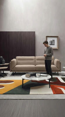 Luxus dräisëtzegt Sofa 3 Sëtz Sofaen Modern Miwwelen Couchen Beige Couch