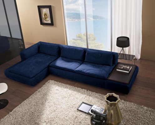 Eckcouch L-Form Miwwel Blo Sofas Textil Couch Polsterung Couchen Sofa