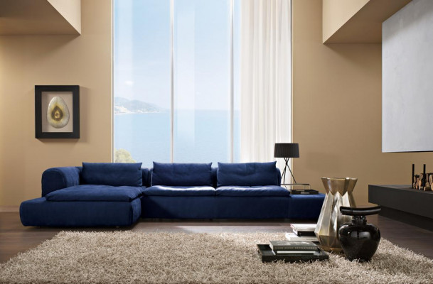 Eckcouch L-Form Miwwel Blo Sofas Textil Couch Polsterung Couchen Sofa