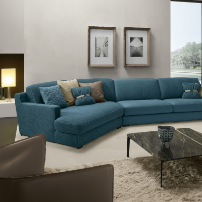 Design Canapé L-Form Polster Couch Wunnzëmmer Miwwelen Eckcanapé Textil Blo.