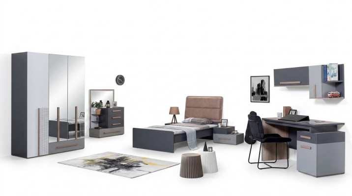 Kannerzëmmer Set Bett Noper Dësch Jugendzëmmer Modern Design 6 Stéck.