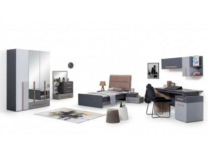 Kannerzëmmer Set Bett Noper Dësch Jugendzëmmer Modern Design 6 Stéck.