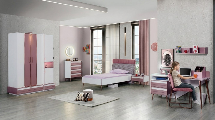 Kandekummer Komplett Bett Kleederschaf Kommode Spigel Wandregal 7 Deeler