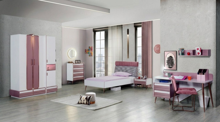 Kandekummer Komplett Bett Kleederschaf Kommode Spigel Wandregal 7 Deeler