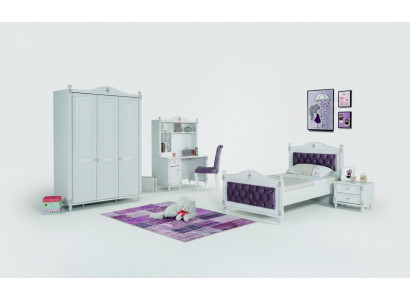 Kannerzëmmer Set Miwwelen Bett Nuetsdësch Kleederschaf Miwwelen Set 4-Deeler