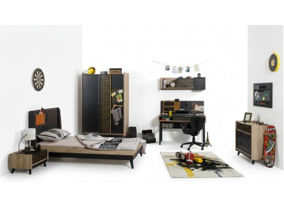 Kannerzëmmer Set Bett Nuetsdësch Kleederschaf Kommode Schlofzëmmer 6tlg.